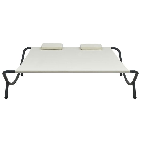 vidaXL Tumbona de jard&iacute;n tela blanco crema