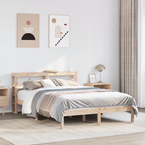 vidaXL Estructura de cama sin colch&oacute;n madera de pino maciza 120x200 cm