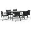 vidaXL Juego comedor jard&iacute;n 7 piezas y cojines rat&aacute;n sint&eacute;tico y acero