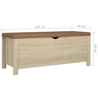 vidaXL Caja de almacenaje y cojín madera ingeniería roble 105x40x45 cm