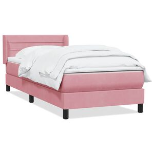 vidaXL Cama box spring con colch&oacute;n terciopelo rosa 80x220 cm