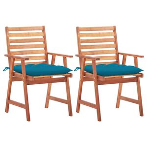 vidaXL Sillas comedor de jard&iacute;n 2 uds madera maciza acacia y cojines