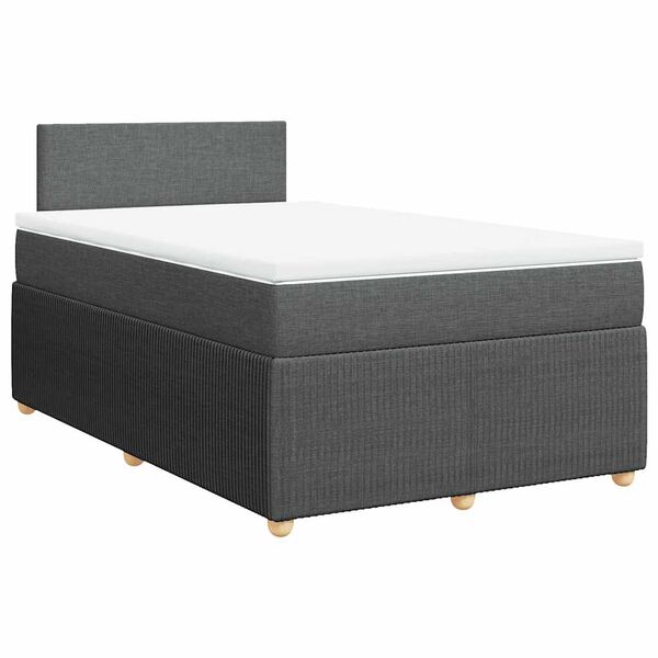 vidaXL Cama box spring con colch&oacute;n tela gris oscuro 120x200 cm