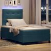 vidaXL Cama Box Spring LED con colch&oacute;n Azul Oscuro 120 x 190 cm tela