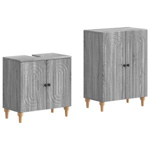vidaXL Juego de gabinete de ba&ntilde;o de 2 piezas ALKMAAR Sonoma gris