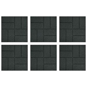 vidaXL Piedra decorativa 6 pcs Negro 40,5 x 40,5 x 2 cm Goma