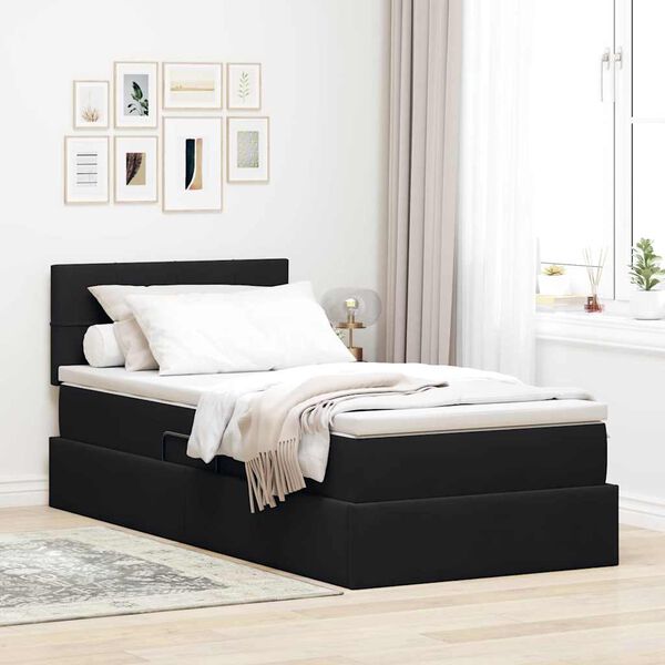 vidaXL Cama con almacenamiento Negro 90 x 200 cm Terciopelo