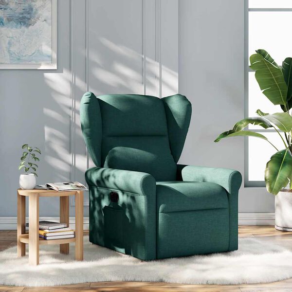 vidaXL Sill&oacute;n reclinable de tela verde oscuro