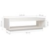 vidaXL Mesa de centro de madera maciza de pino blanco 110x50x33,5 cm