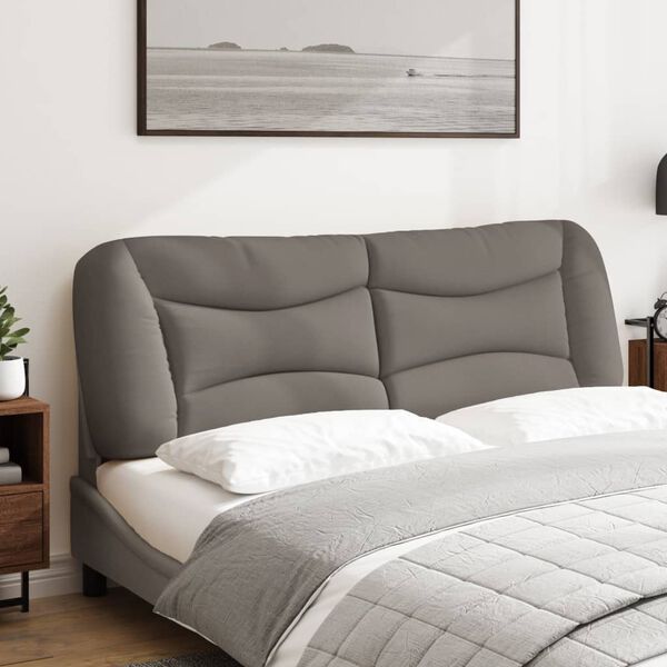 vidaXL Cabecero de cama acolchado Hvar tela gris taup&eacute; 160 cm