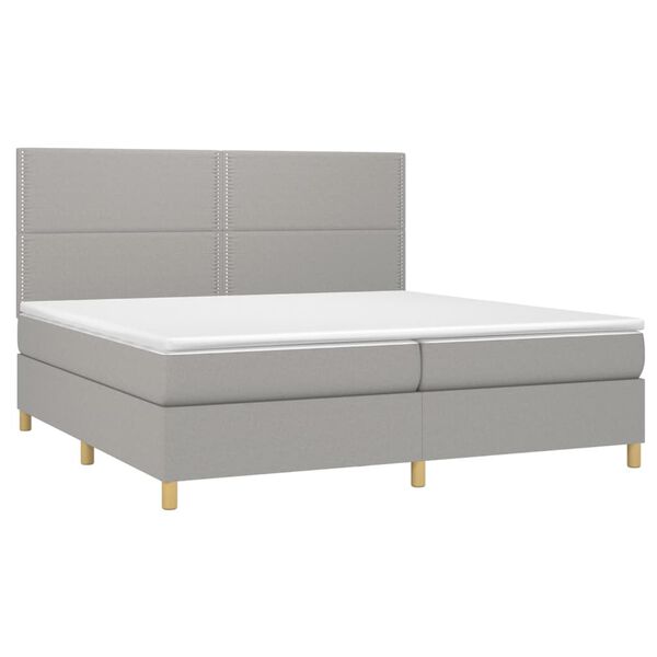 vidaXL Cama box spring con colch&oacute;n tela gris claro 200x200 cm