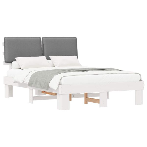 vidaXL Estructura de Cama con Cabecera Tapizada Gris Claro