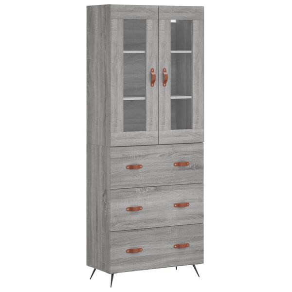 vidaXL Aparador alto madera contrachapada gris sonoma 69,5x34x180 cm