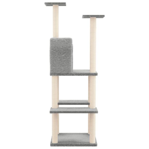 vidaXL Rascador para gatos con postes de sisal gris claro 144,5 cm