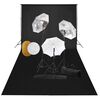 vidaXL Kit estudio fotogr&aacute;fico l&aacute;mparas, sombrillas, fondo y reflector