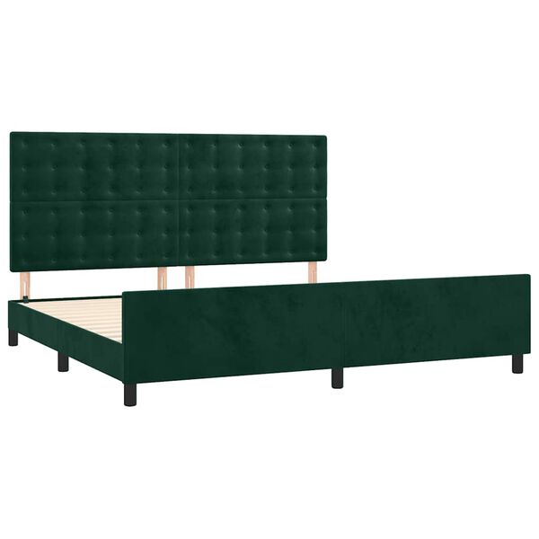 vidaXL Estructura cama sin colch&oacute;n terciopelo verde oscuro 200x200 cm