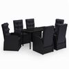 vidaXL Juego de comedor de jard&iacute;n 7 piezas con cojines negro