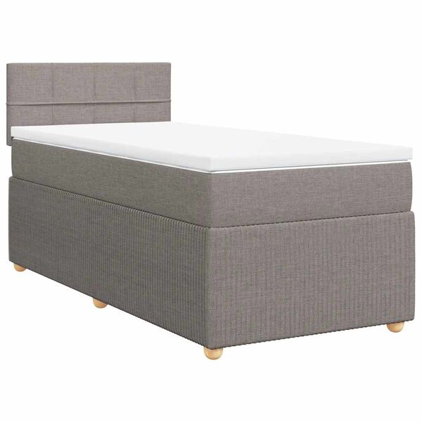 vidaXL Cama box spring con colch&oacute;n tela gris taupe 100x200 cm