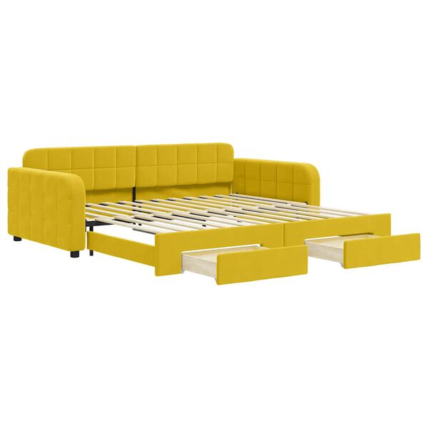 vidaXL Sof&aacute; cama nido con cajones terciopelo amarillo 100x200 cm