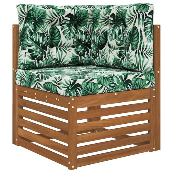 vidaXL Coj&iacute;n para sof&aacute; de exterior 3 pcs Patr&oacute;n de hoja Poli&eacute;ster