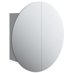 vidaXL Armario de ba&ntilde;o con espejo redondo y LED gris 40x40x17,5 cm