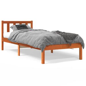 vidaXL Estructura de cama sin colch&oacute;n madera maciza marr&oacute;n 75x190 cm