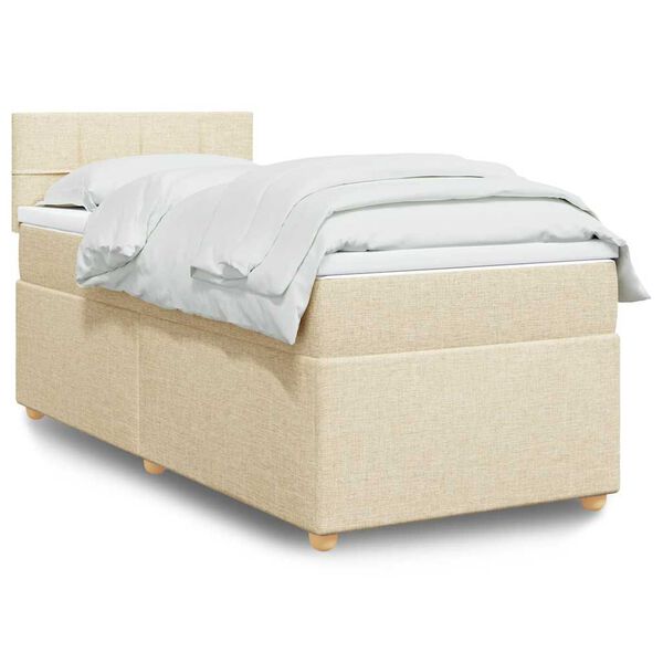vidaXL Cama box spring con colch&oacute;n tela color crema 80x200 cm