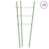 vidaXL Soportes plantas jard&iacute;n con 3 anillas 5 uds acero verde 60 cm