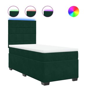 vidaXL Cama box spring con colch&oacute;n terciopelo verde oscuro 90x200 cm