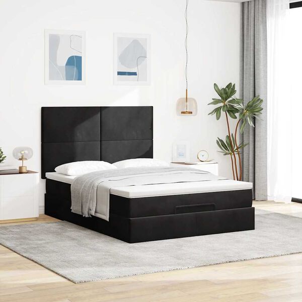 vidaXL Estructura cama otomana colchones terciopelo negro 140x200cm