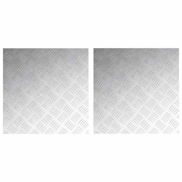 vidaXL Pelda&ntilde;o Cuadrado 2 pcs Plateado 50 x 50 cm Aluminio