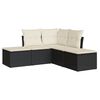 vidaXL Set de muebles de jard&iacute;n 5 pzas y cojines rat&aacute;n sint&eacute;tico negro