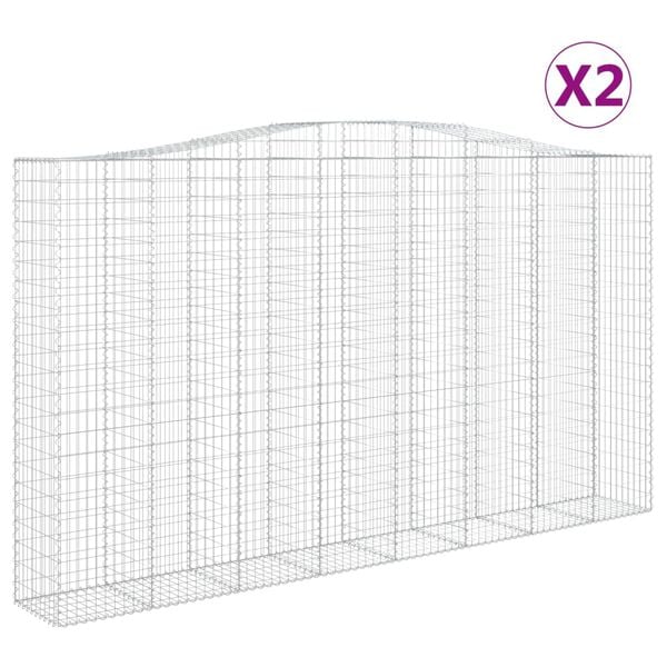 vidaXL Cestas de gaviones 2 uds forma de arco hierro 400x50x220/240 cm