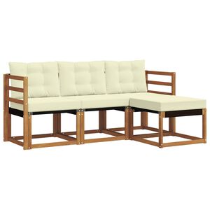 vidaXL Conjunto de sof&aacute;s de exterior 4 uds. Natural y Crema