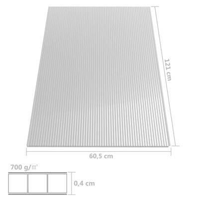 vidaXL Paneles de policarbonato 28 unidades 4 mm 121x60 cm