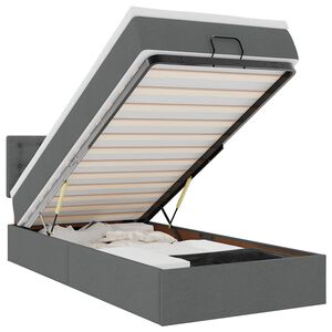 vidaXL Cama otomana con colch&oacute;n y LED tela gris oscuro 90x200 cm