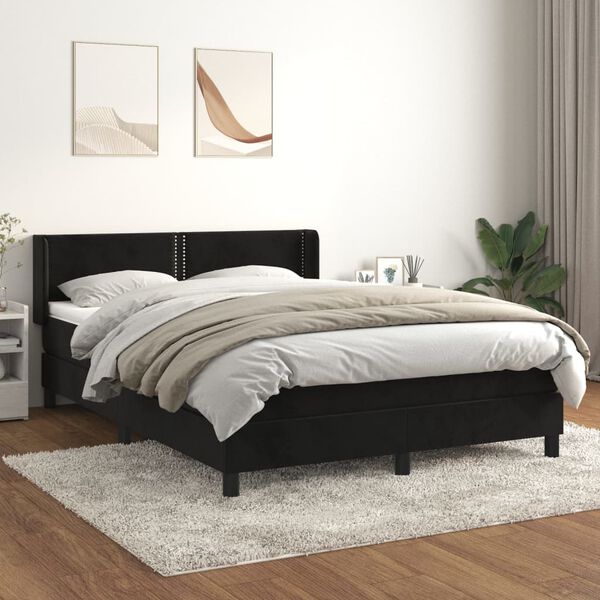 vidaXL Cama box spring con colch&oacute;n terciopelo negro 140x200 cm
