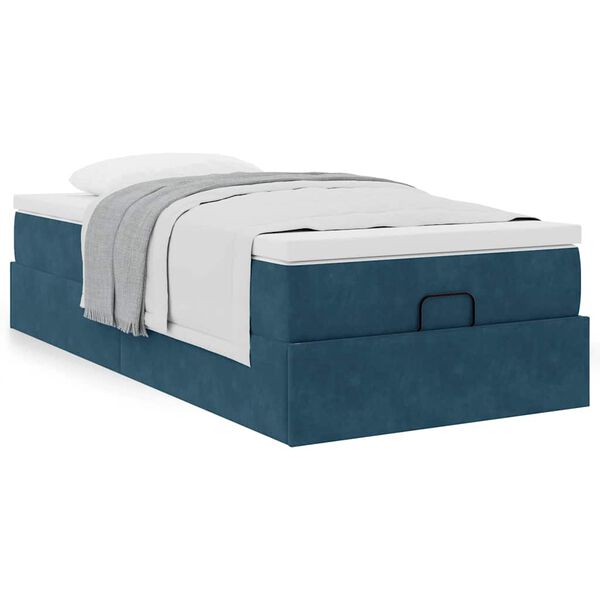 vidaXL Estructura cama otomana colch&oacute;n terciopelo azul oscuro
