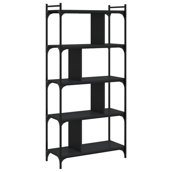 vidaXL Librer&iacute;a de 5 estantes madera de ingenier&iacute;a negro 76x32x158 cm