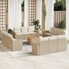 vidaXL Set sof&aacute;s de jard&iacute;n con cojines 13 pzas rat&aacute;n sint&eacute;tico beige
