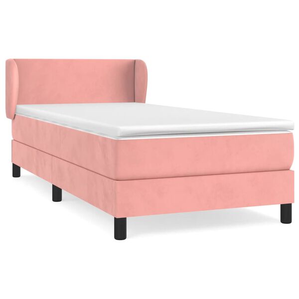 vidaXL Cama box spring con colch&oacute;n terciopelo rosa 100x200 cm