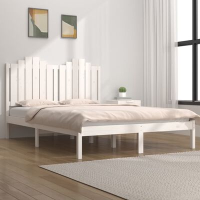 vidaXL Estructura de cama madera maciza pino blanco 120x190 cm