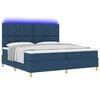 vidaXL Cama Box Spring LED con colch&oacute;n Azul 200 x 200 cm tela