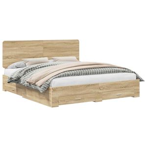 vidaXL Estructura de cama con cabecera Roble Sonoma 200 x 200 cm