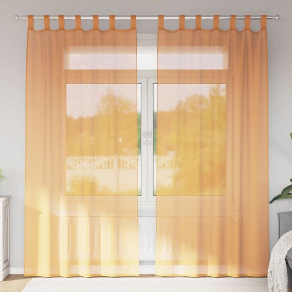 vidaXL Cortinas de gasa con trabillas 2 uds naranja 140x225 cm