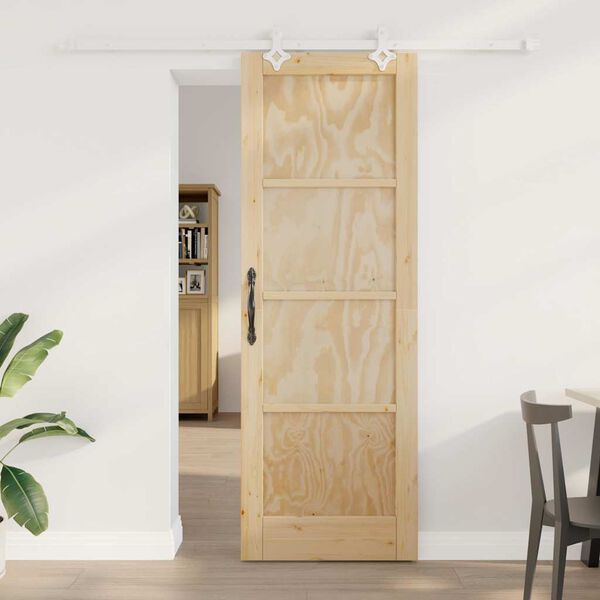 vidaXL Puerta Corredera Marr&oacute;n 73,5 x 211 cm Madera de pino macizo