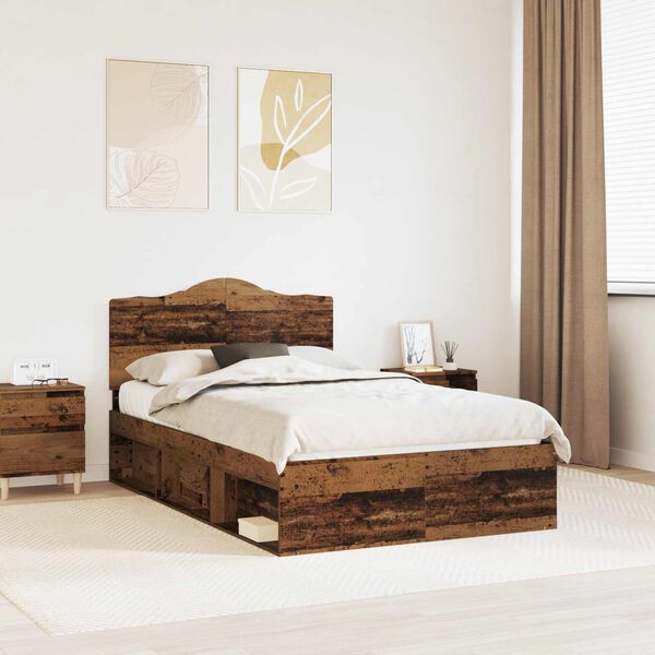 vidaXL Estructura de cama con cabecera Madera vieja 120 x 200 cm