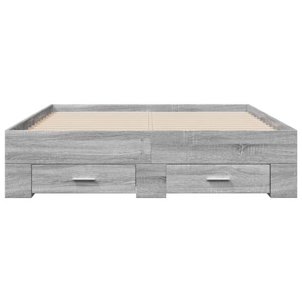 vidaXL Cama con cajones madera ingenier&iacute;a gris Sonoma 120x190 cm