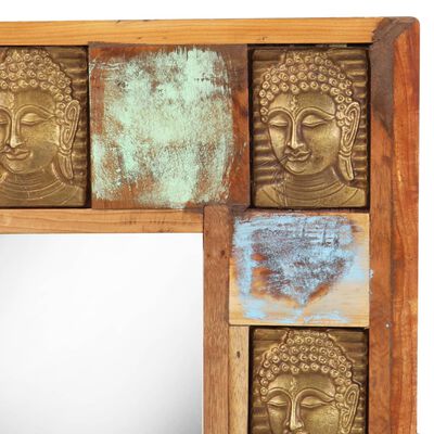 vidaXL Espejo con enchapado de Buda madera maciza reciclada 50x50 cm