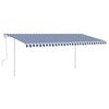 vidaXL Toldo manual retr&aacute;ctil con postes azul y blanco 5x3 m